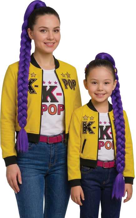 Pruik K-Pop Paardenstaart Lila 80cm