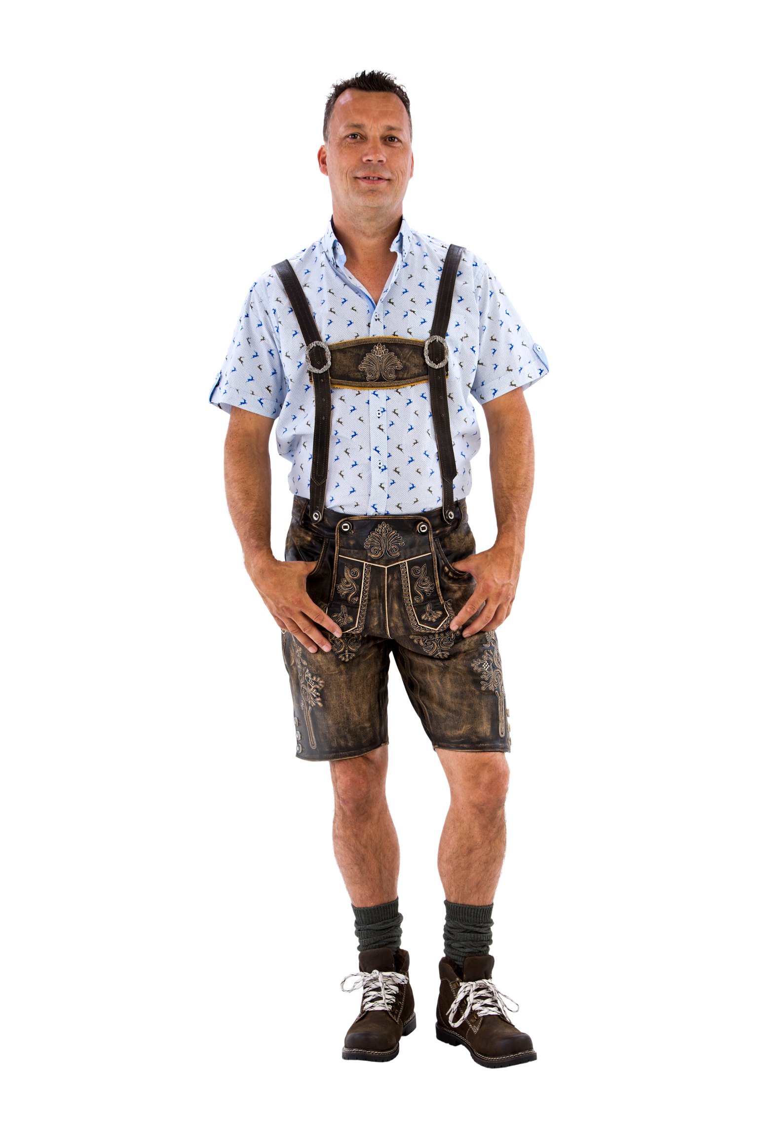 LVCBL Men's Traditional Trousers with Straps, Oktoberfest, Traditional
