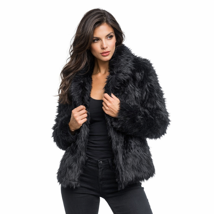 Fluffy Faux Fur Jas unisex model