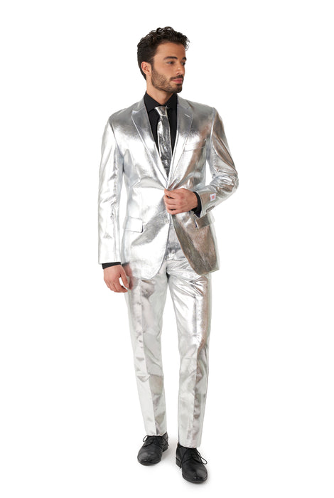 OppoSuits Shiny Silver kostuum heren