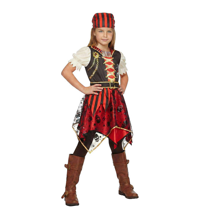 Piratenjurkje rood-zwart met riem en bandana