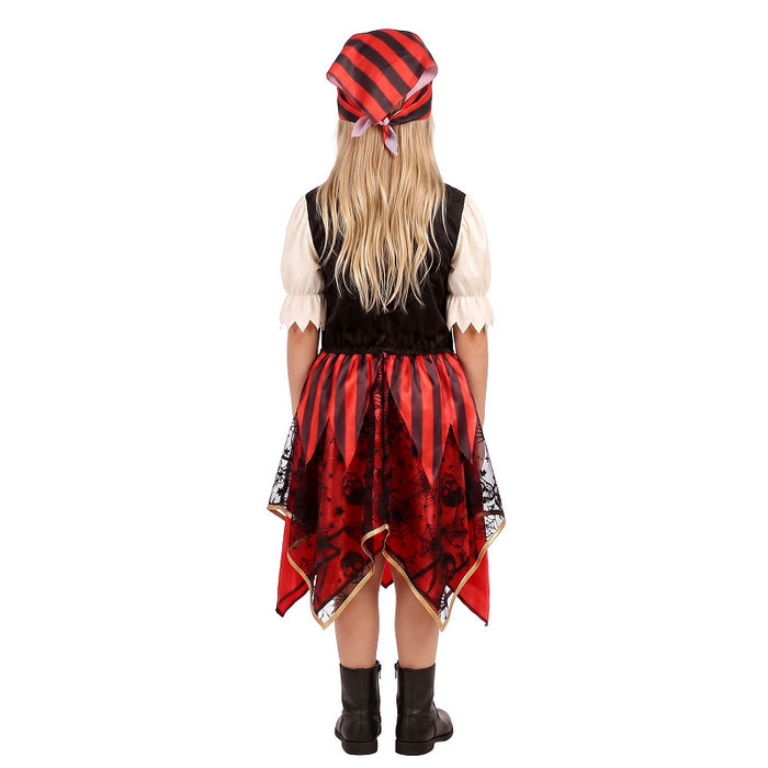 Piratenjurkje rood-zwart met riem en bandana
