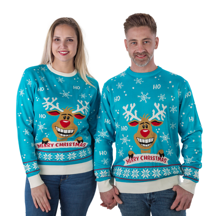 Kersttrui Rudolph Turquoise