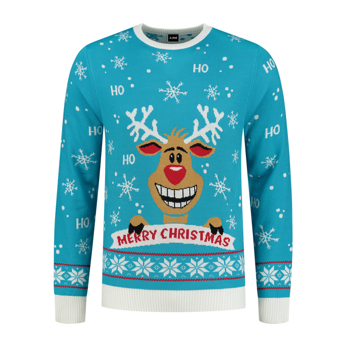 Kersttrui Rudolph Turquoise