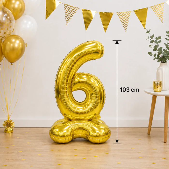 Cijfer ballon staand goud 102cm
