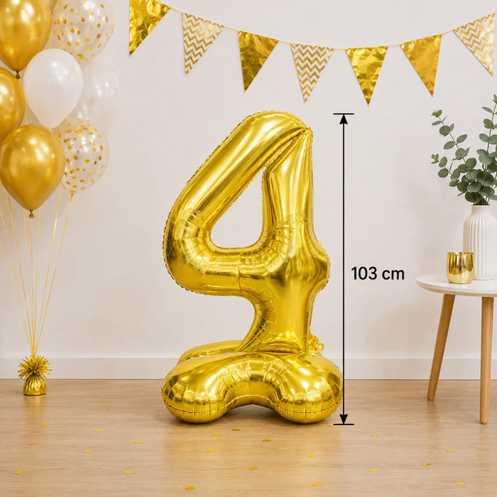Cijfer ballon staand goud 102cm