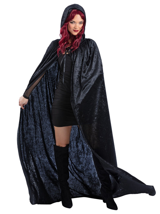 Velours Cape Met Capuchon Zwart Unisex