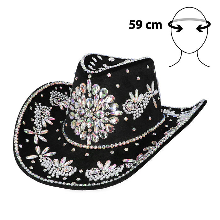 Hoed cowboy Crystal zwart