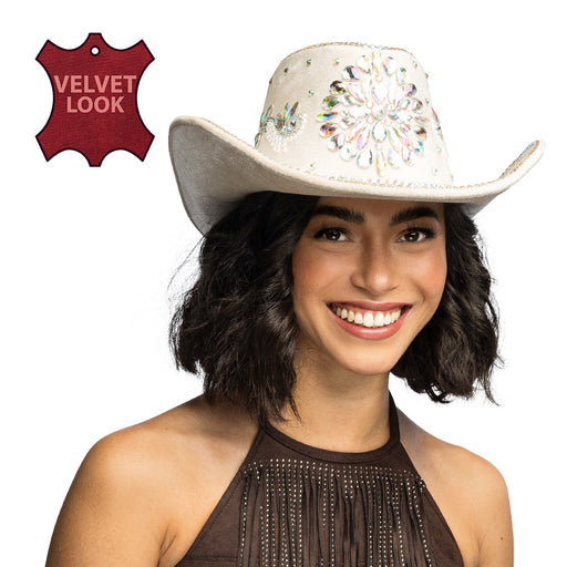 Hoed cowboy Crystal beige