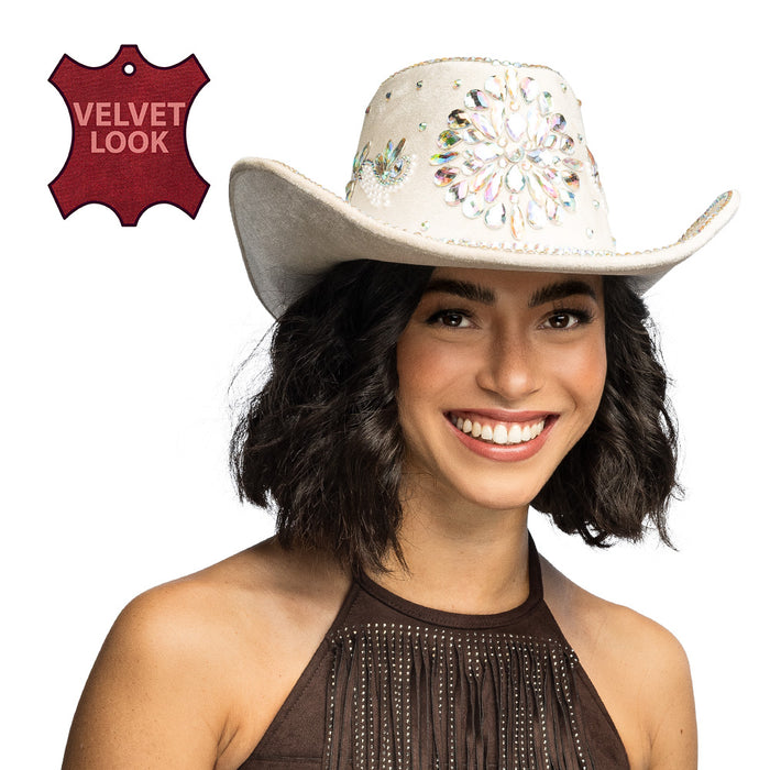 Hoed cowboy Crystal beige