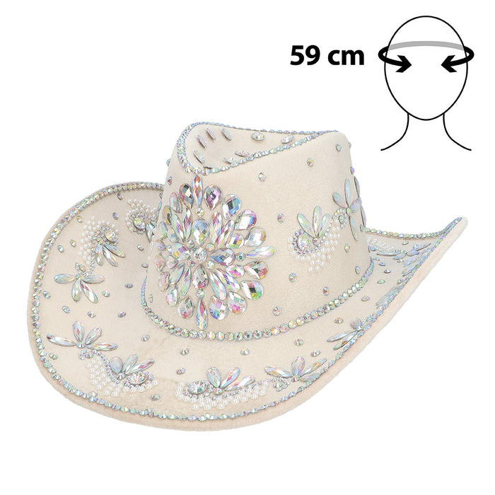 Hoed cowboy Crystal beige