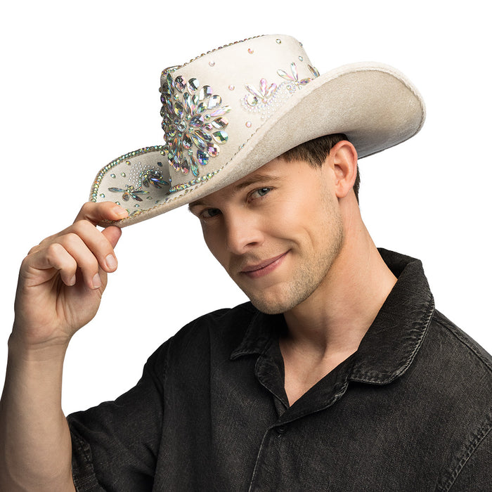 Hoed cowboy Crystal beige