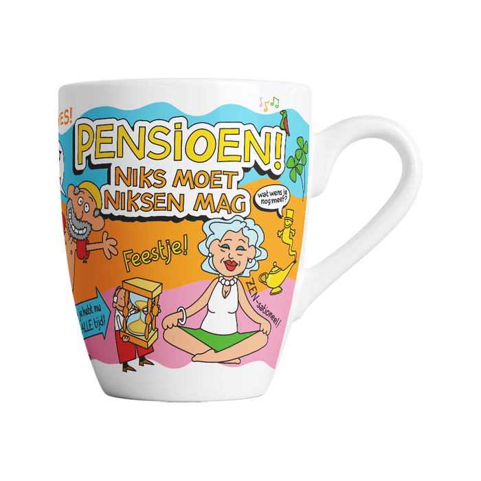 Mok Cartoon - Pensioen Niks moet
