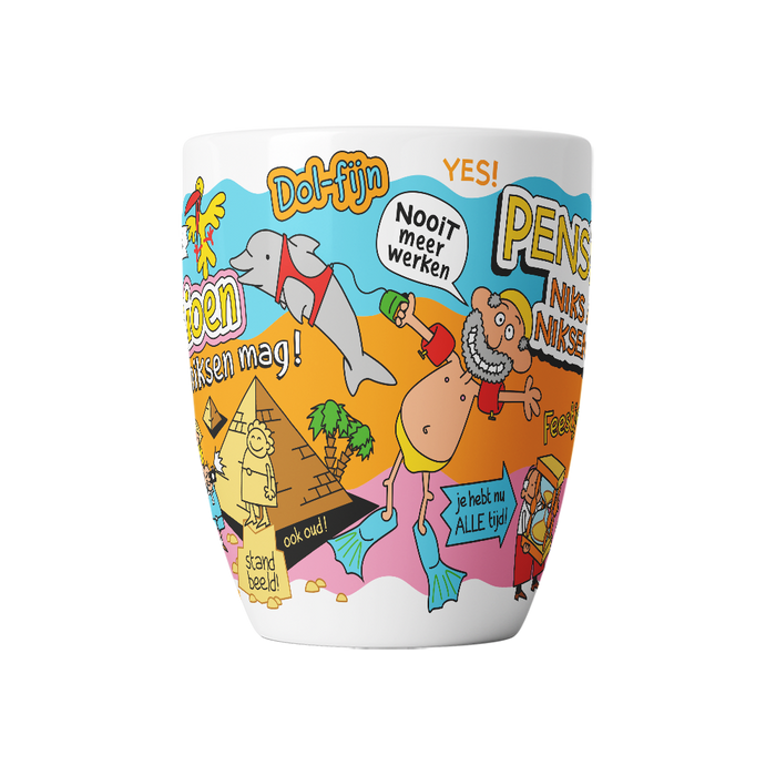 Mok Cartoon - Pensioen Niks moet