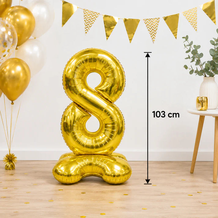 Cijfer ballon staand goud 102cm