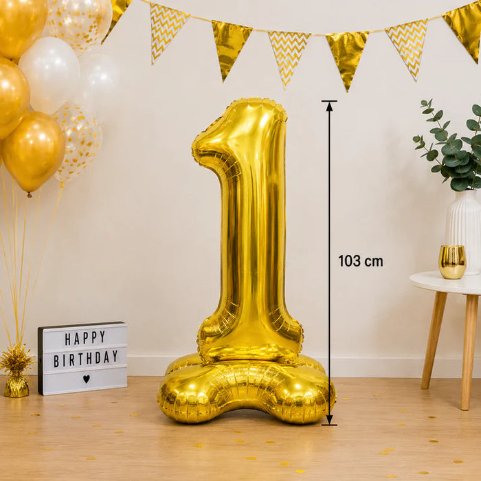 Cijfer ballon staand goud 102cm
