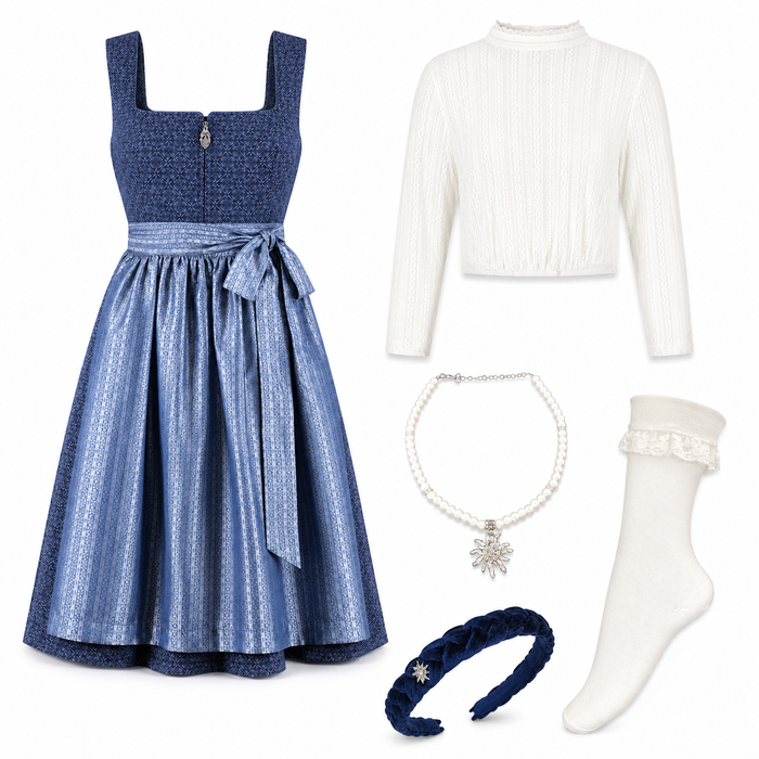 Luxe Dirndl Set Edelweiss Blauw