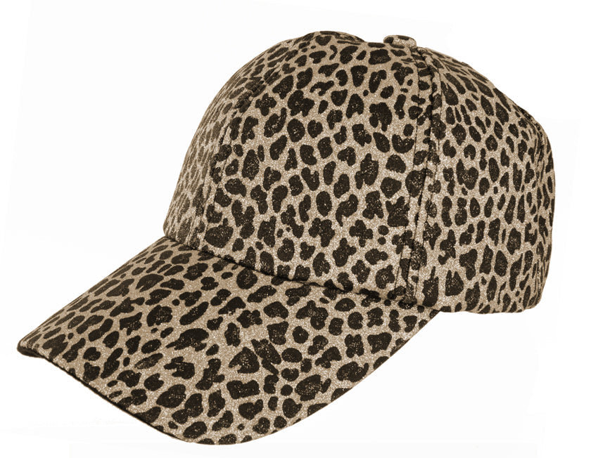 Baseballcap panter glitter goud