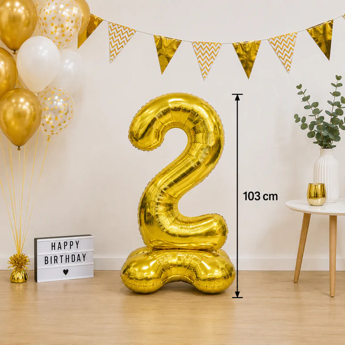 Cijfer ballon staand goud 102cm