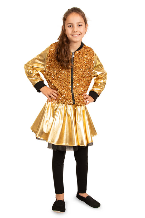 Jasje metallic pailletten goud voor kinderen