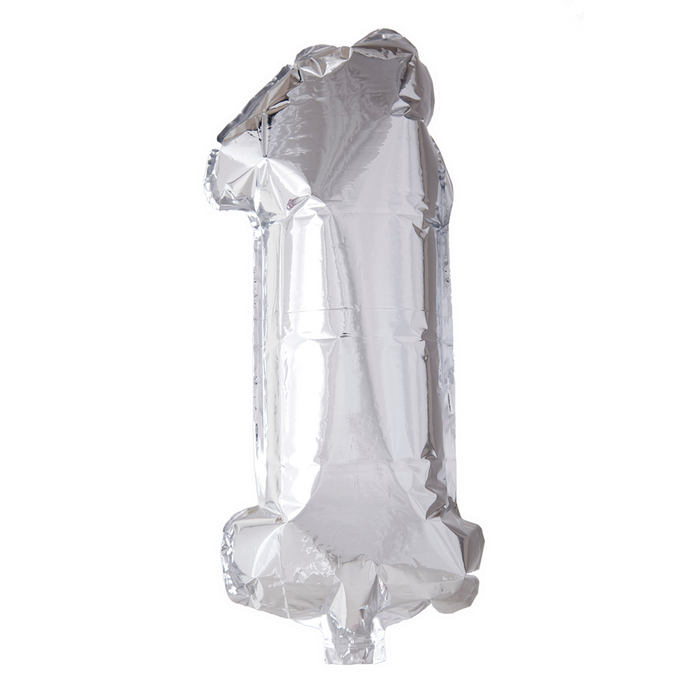Folieballon Mini Cijfer 1 Zilver 41cm