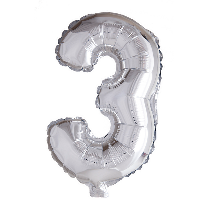 Foilballoon 41cm no. 3 silver