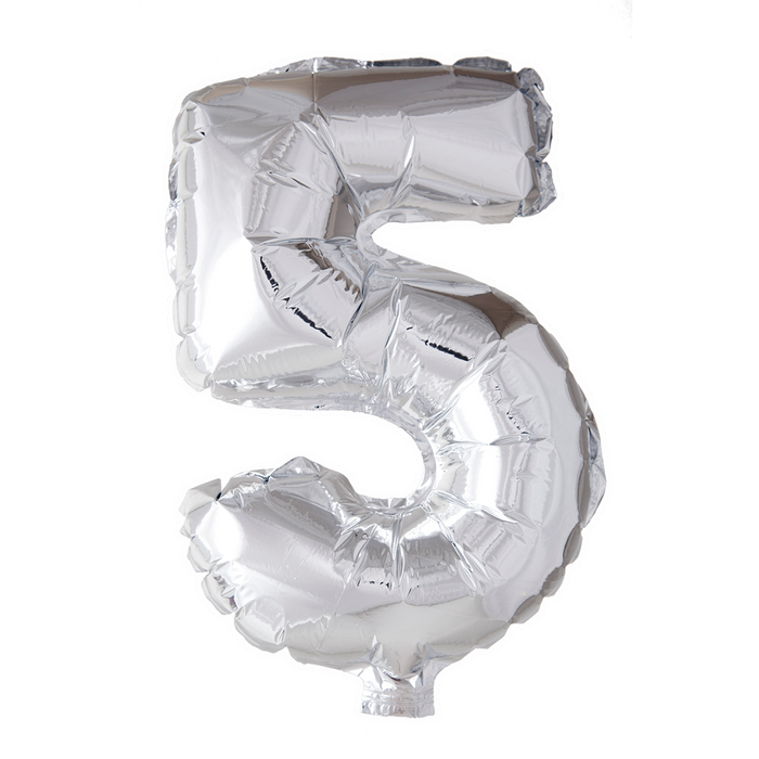 Foilballoon 41cm no. 5 silver