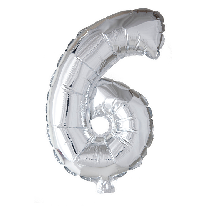 Foilballoon 41cm no. 6 silver