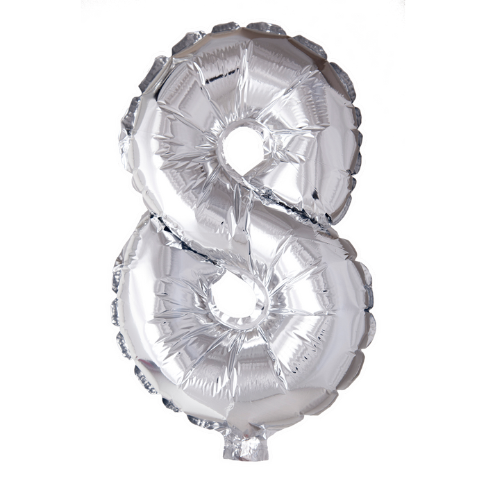 Foilballoon 41cm no. 8 silver