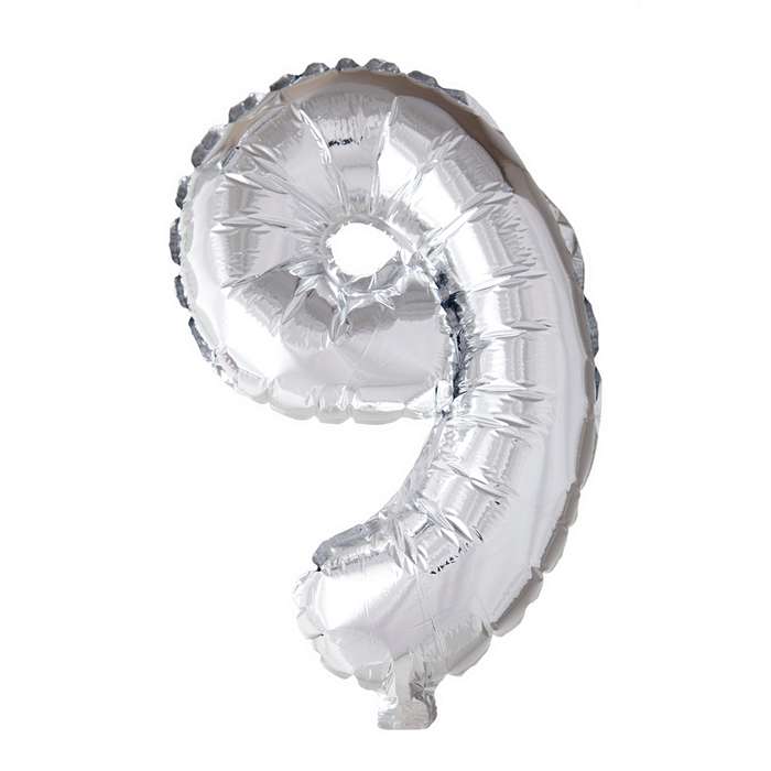 Foilballoon 41cm no. 9 silver