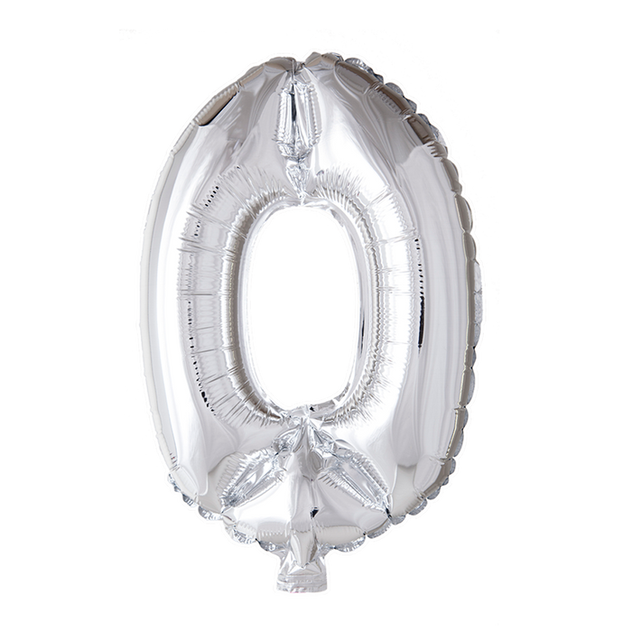Foilballoon 41cm no. 0 silver