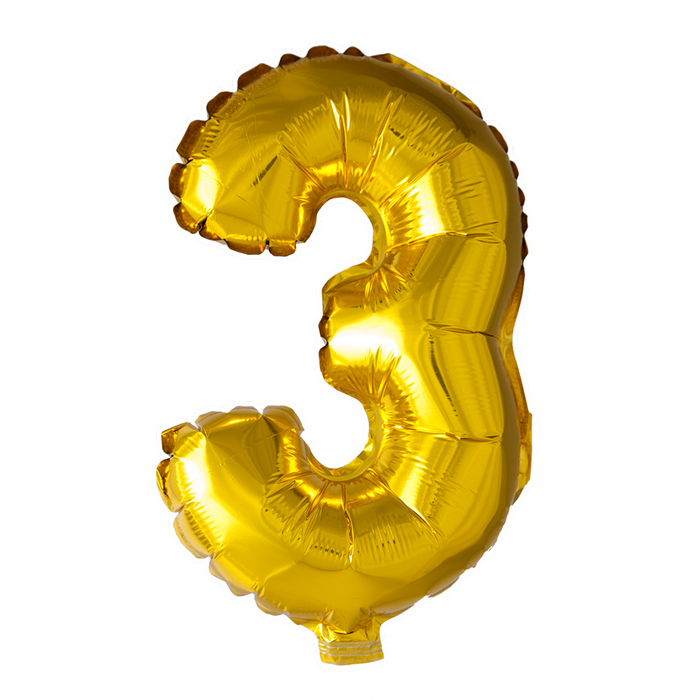 Foilballoon 41cm no. 3 gold