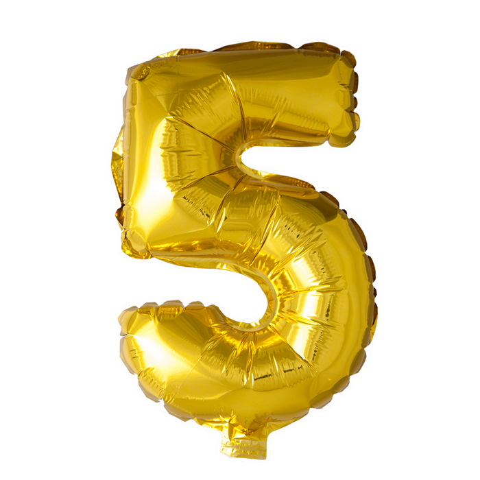 Foilballoon 41cm no. 5 gold