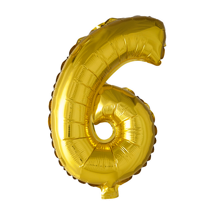 Foilballoon 41cm no. 6 gold