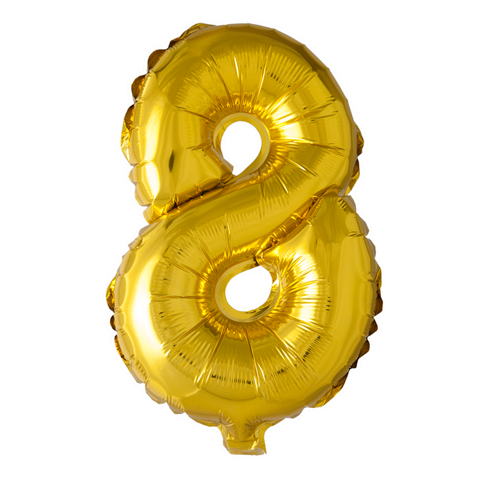 Foilballoon 41cm no. 8 gold