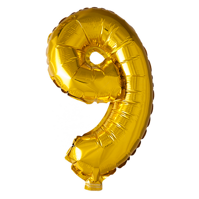 Foilballoon 41cm no. 9 gold