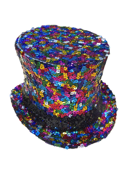 Hoge Hoed Sequin Fiesta met meerkleurige pailletten, bovenaanzicht