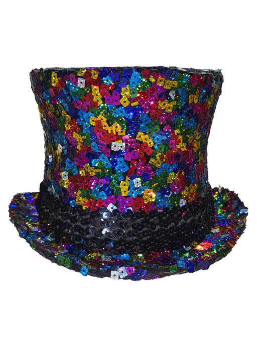 Hoge Hoed Sequin Fiesta met meerkleurige pailletten, vooraanzicht