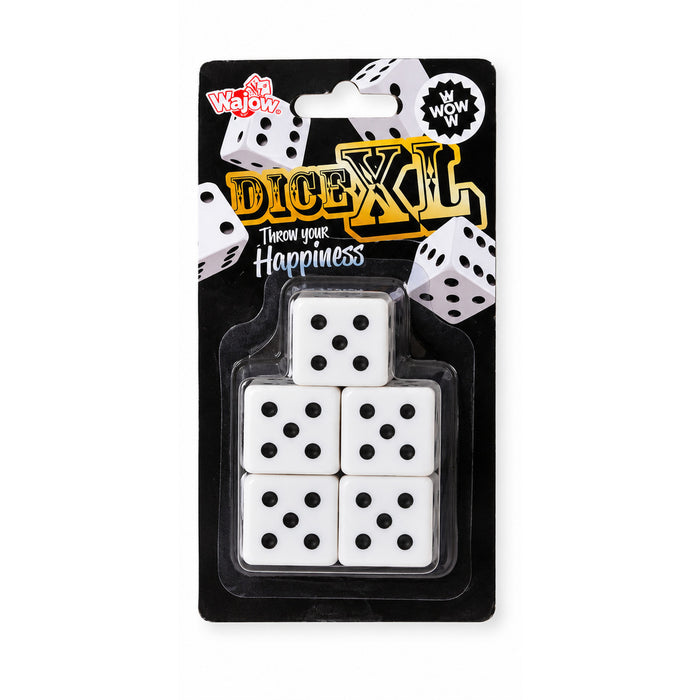 Wajow Dice XL 5 witte jumbo dobbelstenen in blisterverpakking