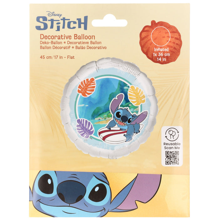 Folieballon - Stitch Surfer - 45 cm