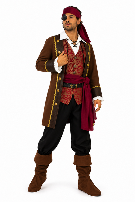 Piratenkostuum Captain Ravenheart Heren - Meerkleurig - afbeelding 1