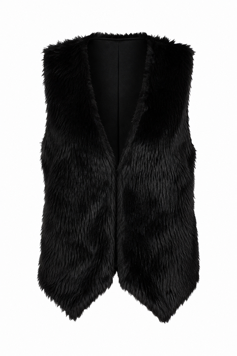 Pluche Vest Populair - Zwart - afbeelding 1