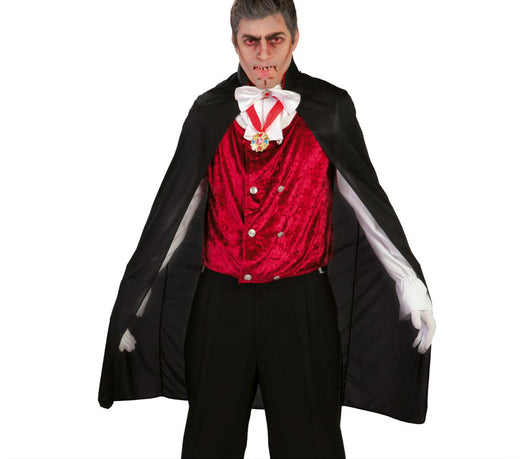Vampieren cape met rode binnenkraag 110cm