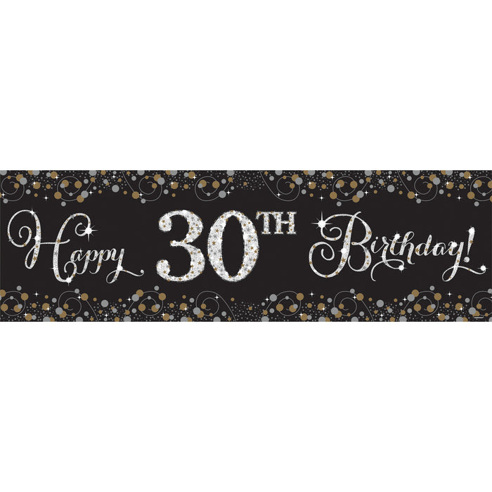 Verjaardag banner personaliseerbaar Sparkling Celebration goud/zilver
