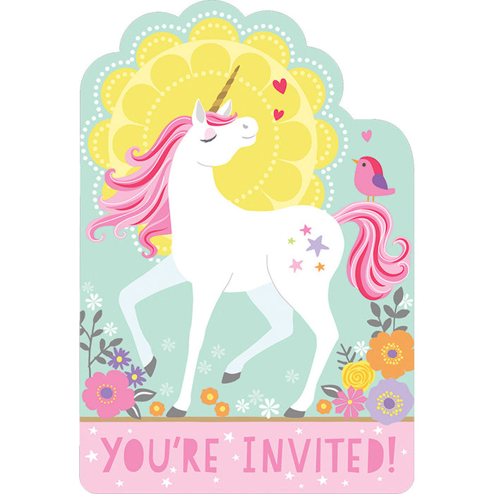 Uitnodigingkaartjes met stickers Unicorn