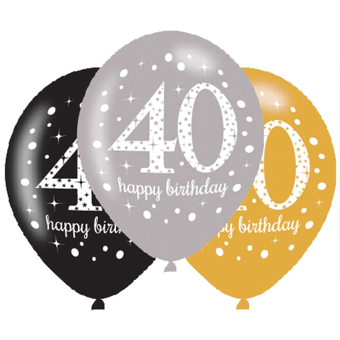 Latex ballonnen 40 jaar Sparkling Celebration goud/zilver
