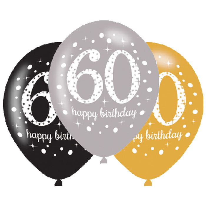 Latex ballonnen 60 jaar Sparkling Celebration goud/zilver