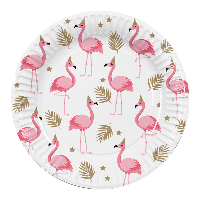 Papieren bordjes Flamingo 10st