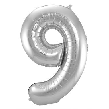 Cijfer ballon metallic zilver 86cm