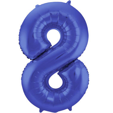 Cijfer ballon mat blauw 86cm